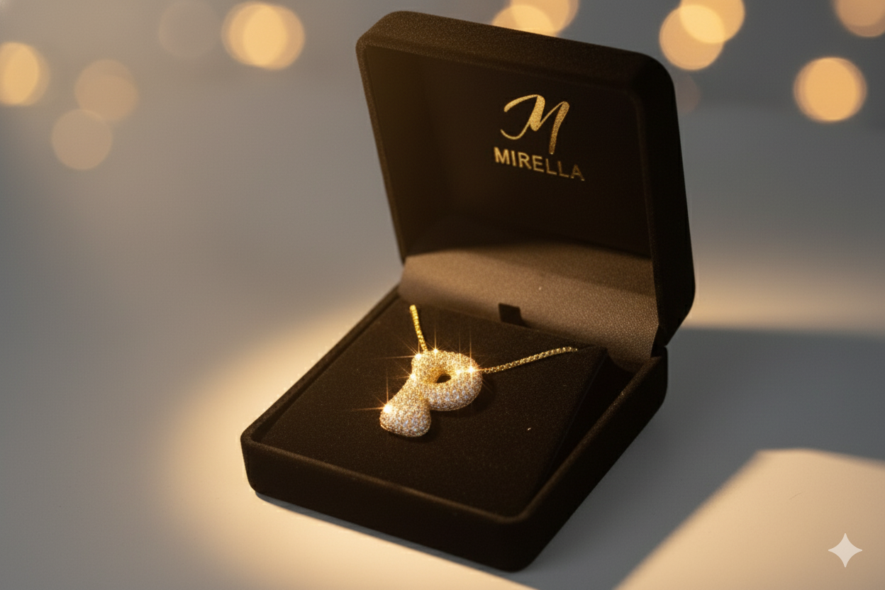 Personalized Diamond 'P' Necklace - 14K Gold | Mirella Jewels