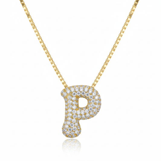 Personalized Diamond 'P' Necklace - 14K Gold | Mirella Jewels