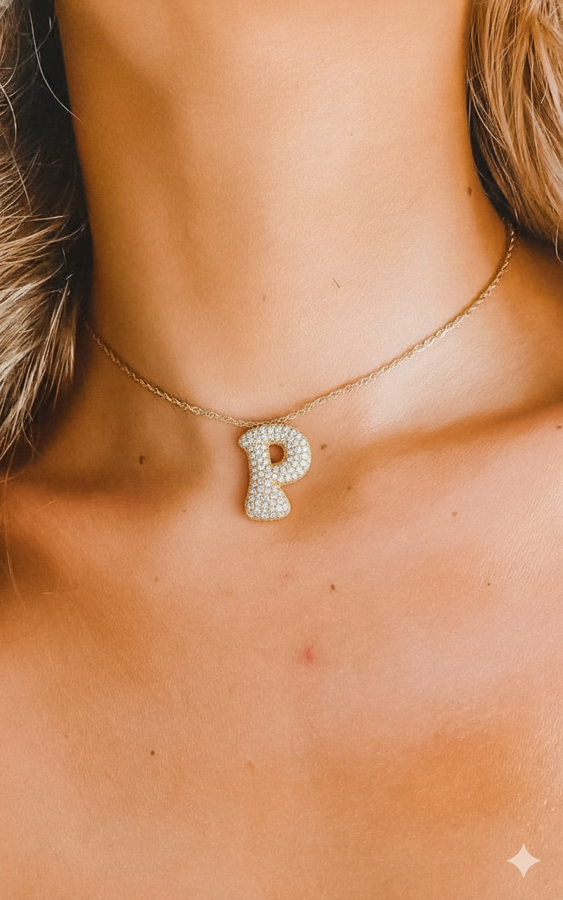 Personalized Diamond 'P' Necklace - 14K Gold | Mirella Jewels